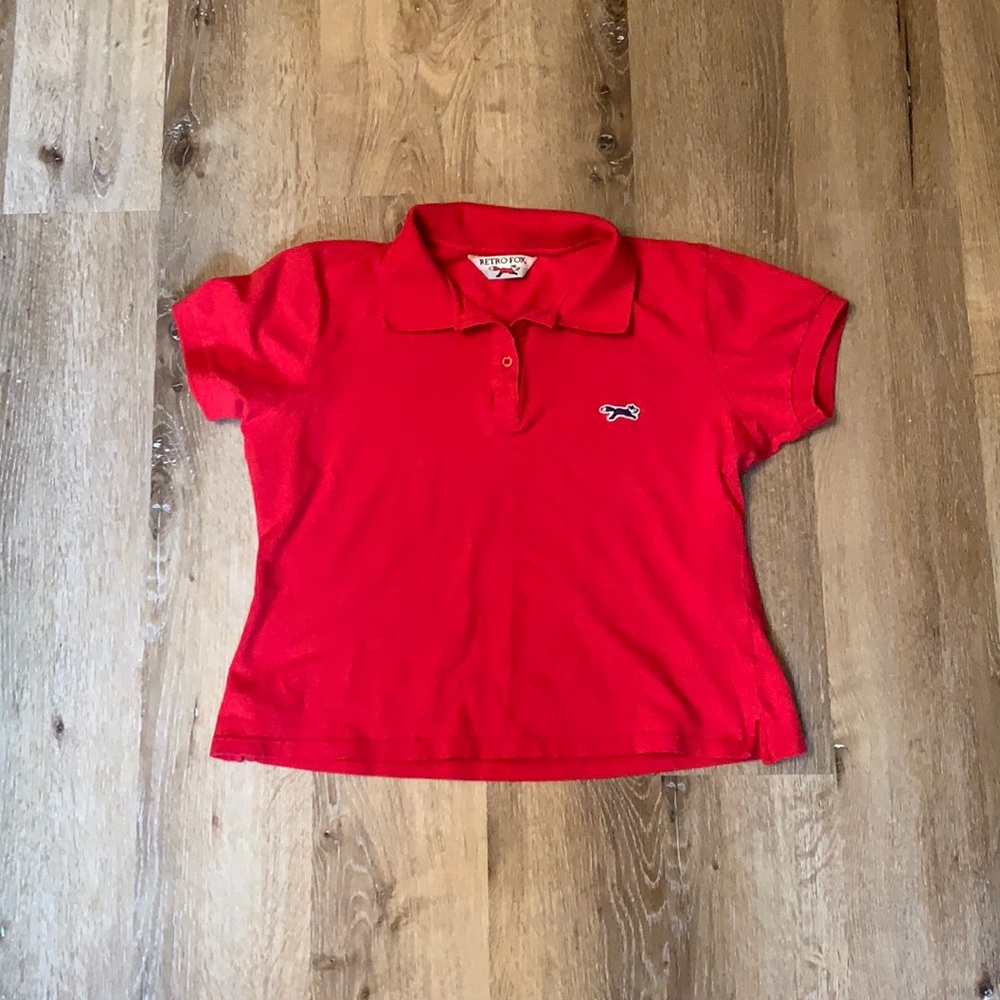 Retro Fox Red Polo Shirt Y2K